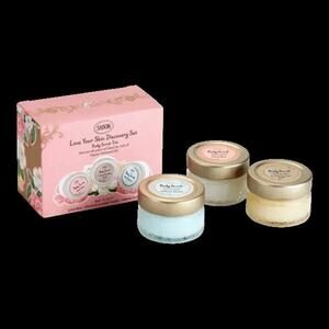 Sabon Love Your Skin Discovery Set Body Scrub Trio Vanilla Green Rose Jasmine
